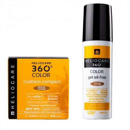 Heliocare 360  pack gel oil free bronze intense + cushion compact