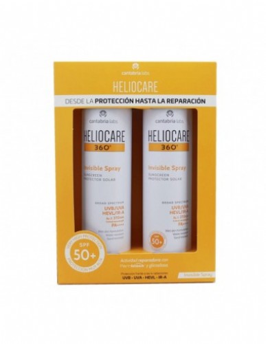 Pack duplo heliocare 360º spf 50+ invisible spray protector solar 200 ml