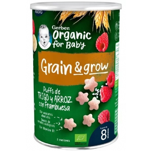 Gerber snack organic trigo arroz con frambuesa (1 bolsita 35 g)