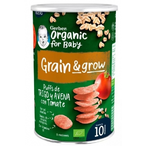 Gerber snack organic trigo avena con tomate (1 bolsita 35 g)