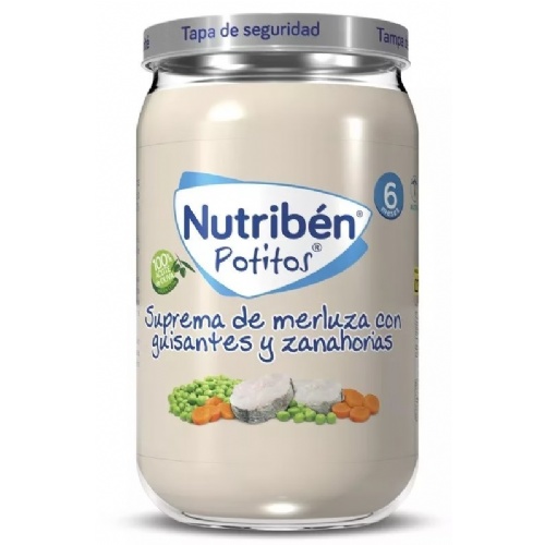 Nutriben suprema de merluza con guisantes zanahorias (potito 235 g)