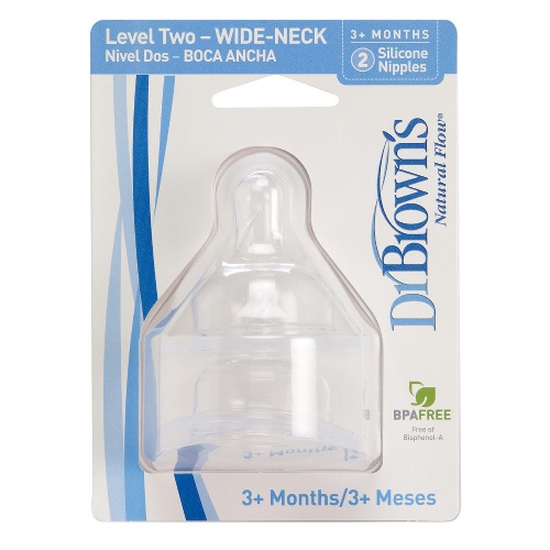 TETINA SILICONA BOCA ANCHA - DR BROWN´S NATURAL FLOW (+ 3 MESES N2  3 U)