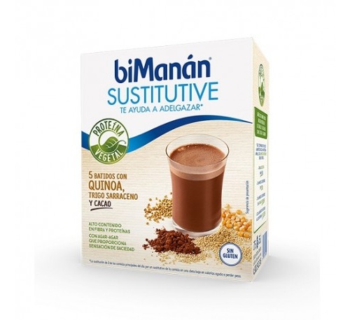 Bimanan sustitutive batidos - con quinoa, trigo sarraceno y cacao (55 g 5 sobres)