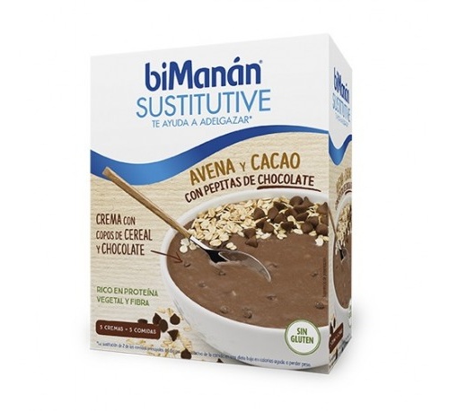 Bimanan sustitutive avena y cacao con pepitas choco (55 g 5 sobres)