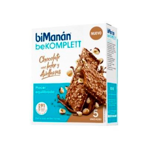 Bimanan bekomplett  5 barritas 18 g sabor chocolate con leche y avellanas