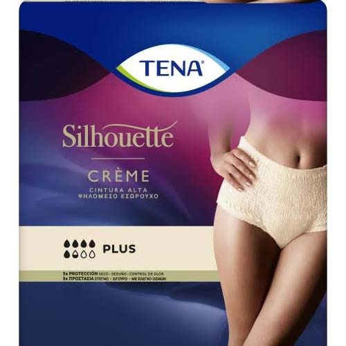 Absorbente incontinencia orina dia anatomico tena silhouette braga cintura alta crema 8 unidades tal