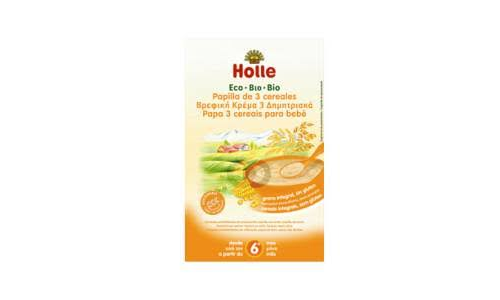 Holle papilla 3 cereales sin gluten 6 meses