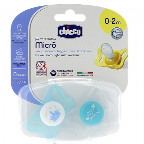 Chupete silicona - chicco physio micro (0-2 m azul 2 chupetes)