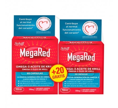 Megared 500 omega 3 aceite de krill (60 + 20 capsulas envase duplo)