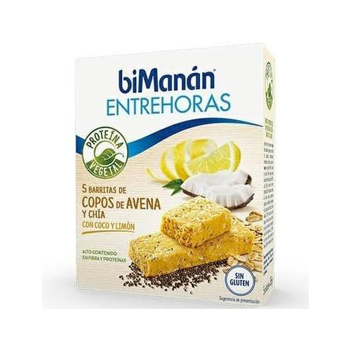 Bimanan entrehoras barritas - copos de avena y chia con coco y limon (5 u)