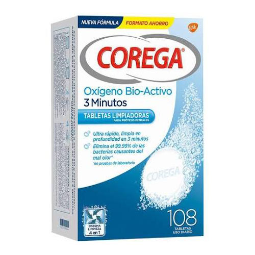 Corega oxigeno bio-activo - limpieza protesis dental (108 tabletas)