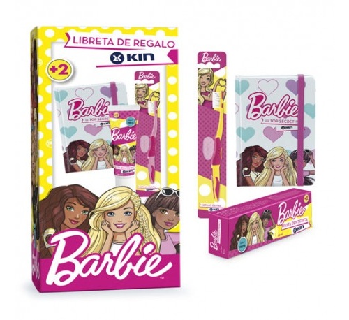 Pack barbie cepillo+pasta+libreta