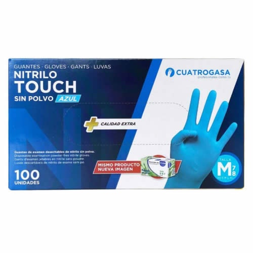 Guantes nitrilo touch azul sin polvo t-m