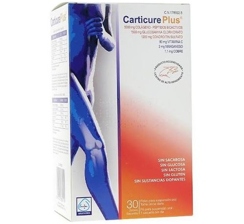 CARTICURE PLUS SOBRES - CONDROITINA + GLUCOSAMINA + COLAGENO (30 SOBRES)