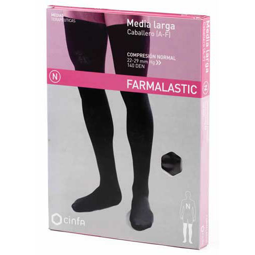 Media caballero larga (a-f) compresion normal - farmalastic (2 unidades talla grande color negro)