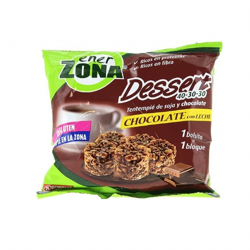 Enerzona dessert 40-30-30 - tentempie de soja y chocolate con leche (24 g 1 bolsita)