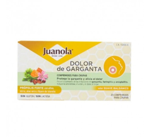 Juanola dolor de garganta propolis forte (20 comprimidos para chupar sabor suave balsamico)