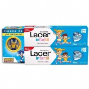 Lacer infantil duplo gel dental  2 tubo 75 ml sabor fresa