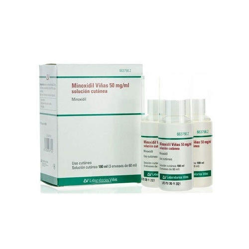 MINOXIDIL VIÑAS 50 mg/ml SOLUCION CUTANEA, 3 frascos de 60 ml