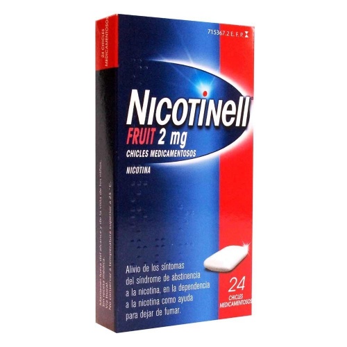 NICOTINELL FRUIT 2 mg CHICLE MEDICAMENTOSO, 24 chicles