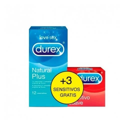 Durex natural plus + durex sensitivo confort - preservativos (12 + 3 preservativos pack)