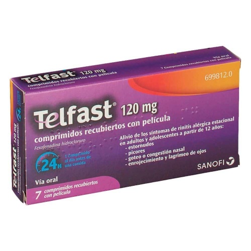 TELFAST 120 mg COMPRIMIDOS RECUBIERTOS CON PELICULA , 7 comprimidos