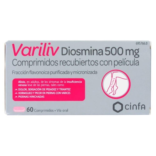 VARILIV DIOSMINA 500 MG COMPRIMIDOS RECUBERTOS CON PELICULA , 60 comprimidos