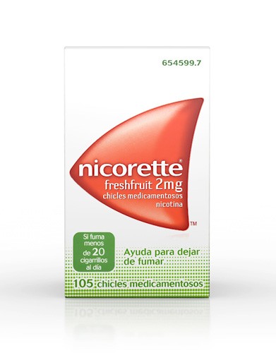 NICORETTE FRESHFRUIT 2 mg CHICLES MEDICAMENTOSOS, 105 chicles