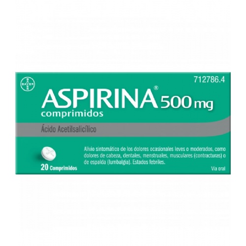 ASPIRINA 500 mg COMPRIMIDOS , 20 comprimidos