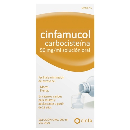 CINFAMUCOL CARBOCISTEINA 50 mg/ml SOLUCION ORAL , 1 frasco de 200 ml