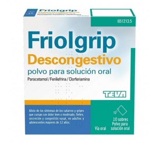 FRIOLGRIP DESCONGESTIVO POLVO PARA SOLUCIÓN ORAL , 10 sobres