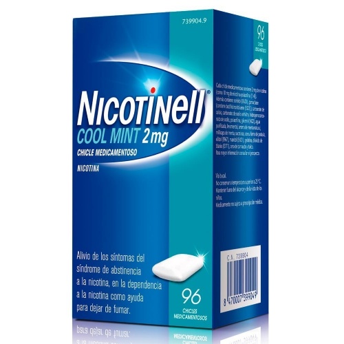 NICOTINELL COOL MINT 2 mg CHICLE MEDICAMENTOSO, 96 chicles