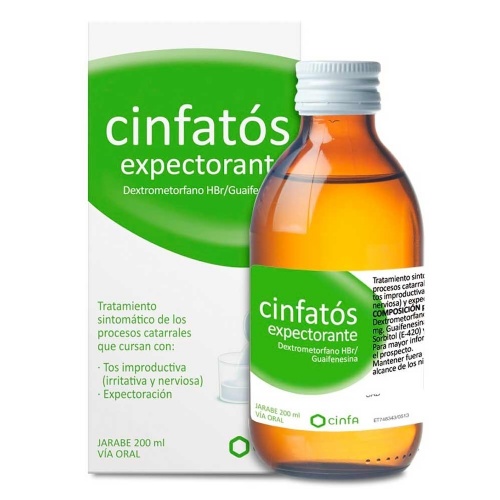 CINFATOS EXPECTORANTE 2 mg/ml + 20 mg/ml SOLUCION ORAL, 1 frasco de 200 ml