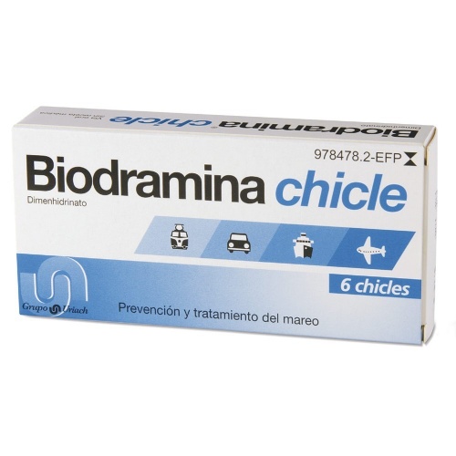 BIODRAMINA 20 mg CHICLES MEDICAMENTOSOS , 6 chicles