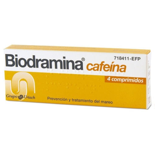 BIODRAMINA CAFEINA COMPRIMIDOS RECUBIERTOS , 4 comprimidos