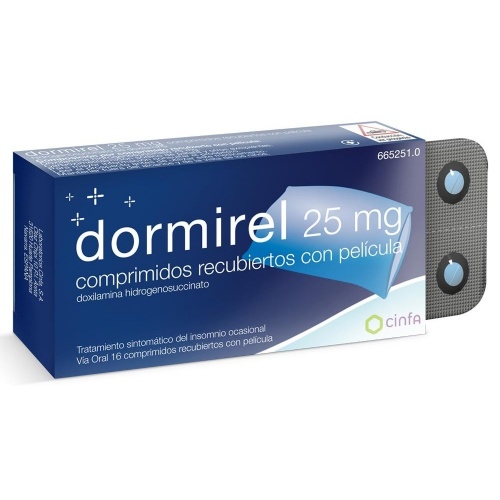 DORMIREL 25 mg COMPRIMIDOS RECUBIERTOS CON PELICULA, 16 comprimidos