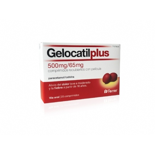 GELOCATIL PLUS 500 MG/65 MG COMPRIMIDOS RECUBIERTOS CON PELICULA, 20 comprimidos