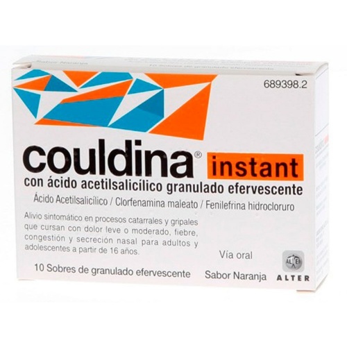 COULDINA INSTANT CON ACIDO ACETILSALICILICO GRANULADO EFERVESCENTE , 10 sobres