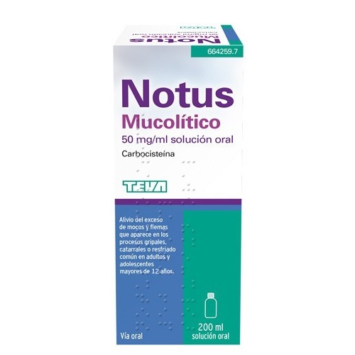 NOTUS MUCOLÍTICO 50 MG/ML SOLUCIÓN ORAL , 1 frasco de 200 ml