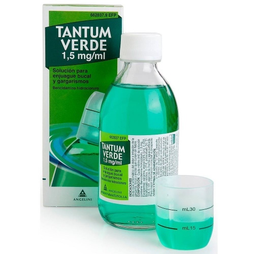 TANTUM VERDE 1,5 mg/ml SOLUCION PARA GARGARISMOS Y ENJUAGUE BUCAL , 1 frasco de 240 ml