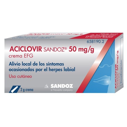 ACICLOVIR SANDOZ CARE 50 MG/G CREMA , 1 tubo de 2 g