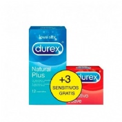 Durex natural plus + durex sensitivo confort - preservativos (12 + 3 preservativos pack)